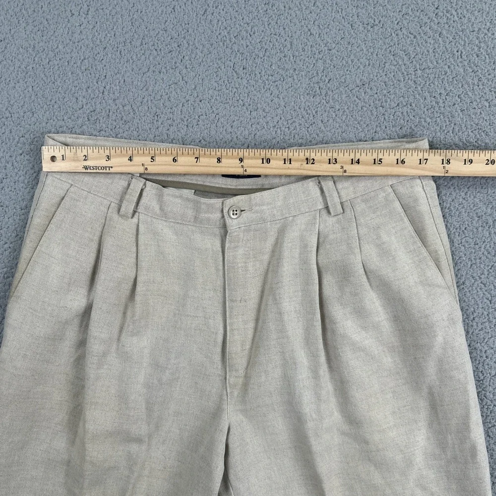 VTG Dockers No Wrinkle Linen Blend Pants Men 36x32 Beige Khakis Relaxed Pleated